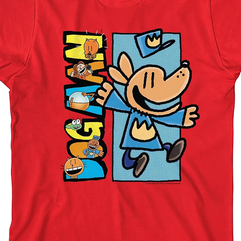 Dog Man Little & Big Kid Boys Crew Neck Short Sleeve Relaxed Fit Graphic T-Shirt