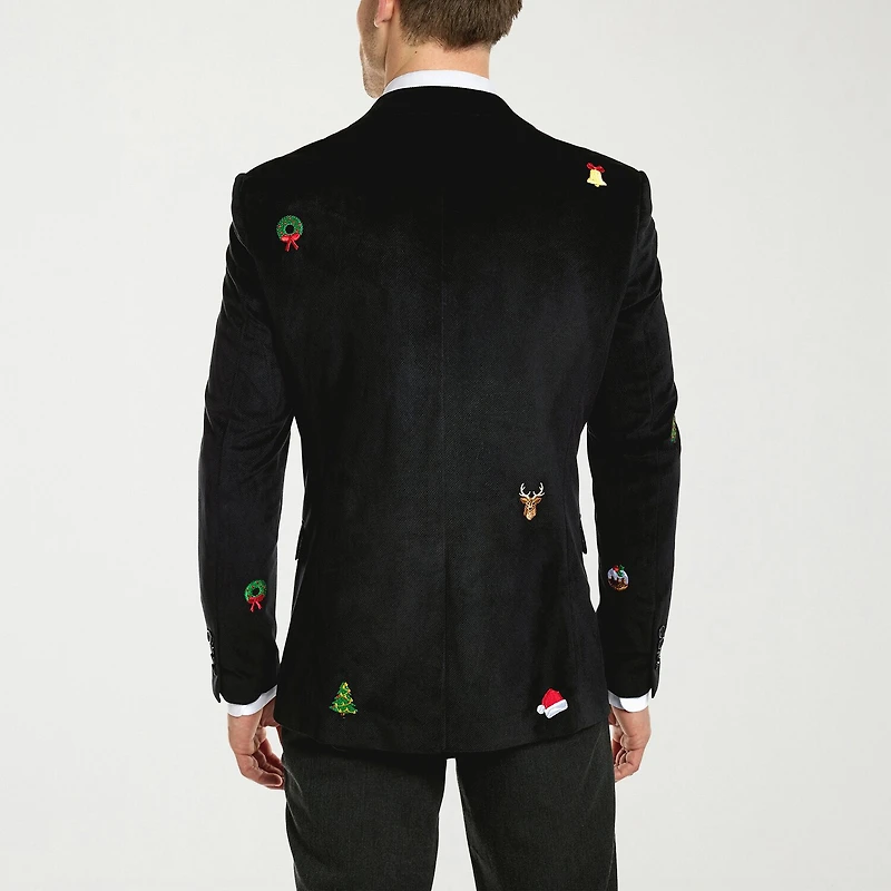 Opposuits Christmas Embroidered Mens Slim Fit Blazer