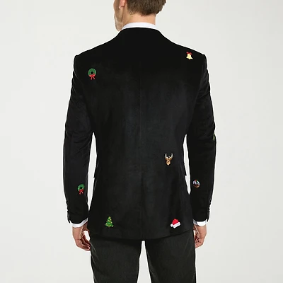 Opposuits Christmas Embroidered Mens Slim Fit Blazer