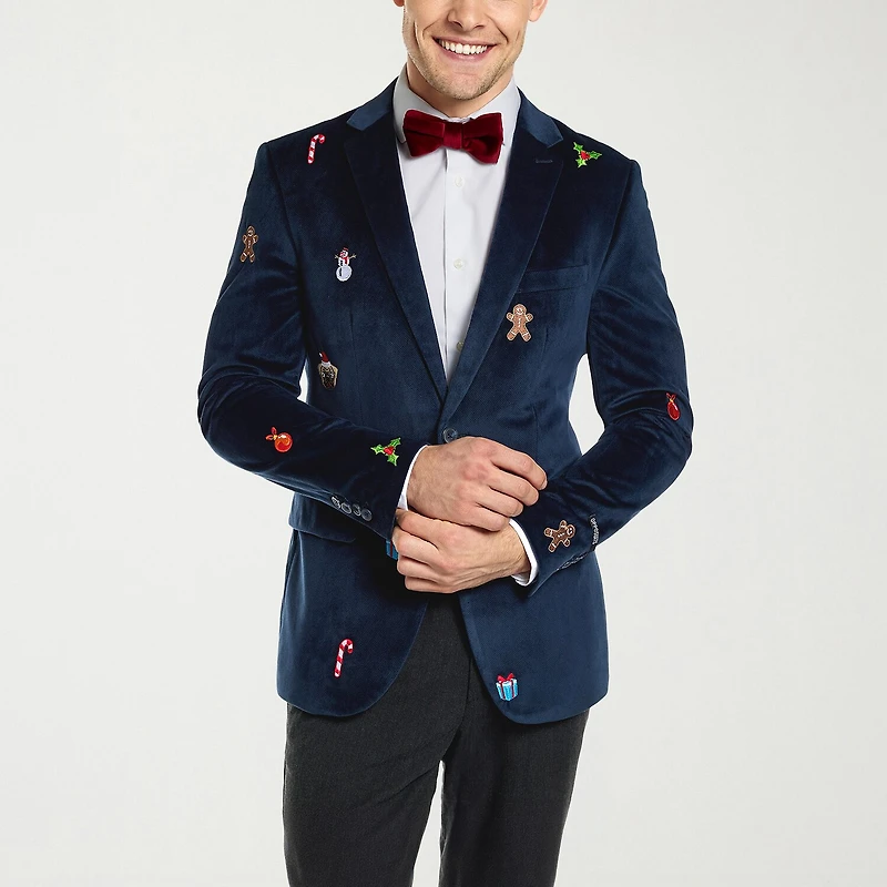 Opposuits Christmas Embroidered Mens Slim Fit Blazer