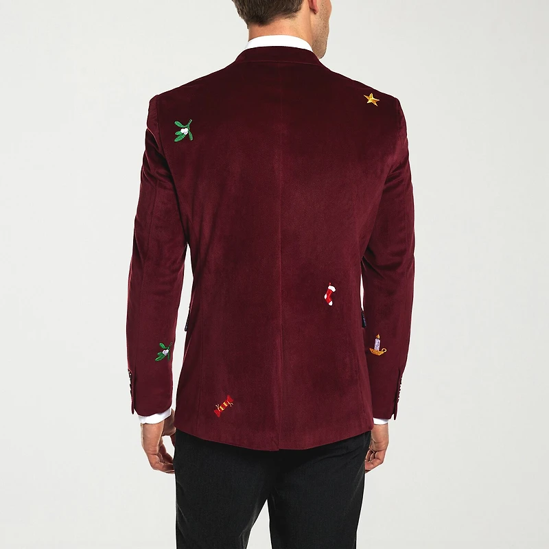 Opposuits Christmas Embroidered Mens Slim Fit Blazer