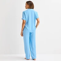 Liz Claiborne Cool and Calm Womens Short Sleeve 2-pc. Pajama Set