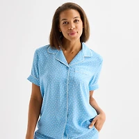 Liz Claiborne Cool and Calm Womens Short Sleeve 2-pc. Pajama Set