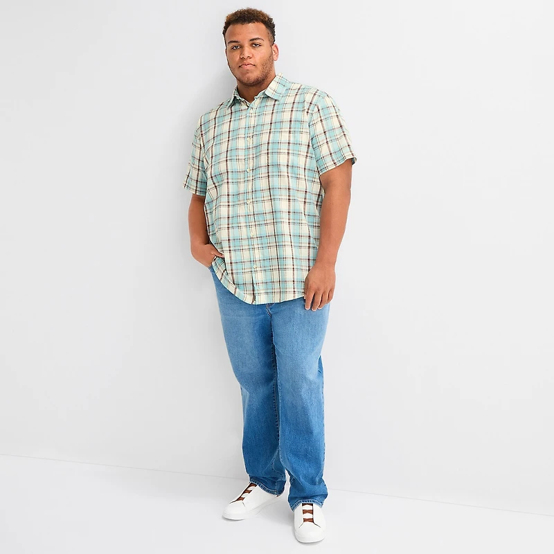 mutual weave Mens Short Sleeve Classic Fit Big and Tall Button-Down Shirt