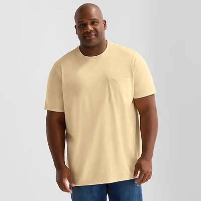 St. John's Bay Super Soft Pocket Mens Crew Neck Short Sleeve Quick Dry Stretch Fabric Big and Tall T-Shirt