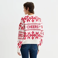 Arizona Juniors Womens Crew Neck Long Sleeve Pullover Sweater