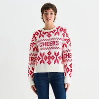 Arizona Juniors Womens Crew Neck Long Sleeve Pullover Sweater