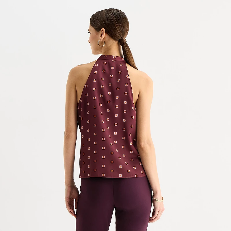 Worthington Womens Halter Neck Sleeveless Blouse