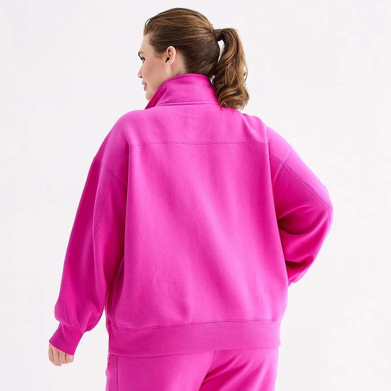 Xersion Womens Oversized Super Soft Fleece Half Zip Pullover Plus