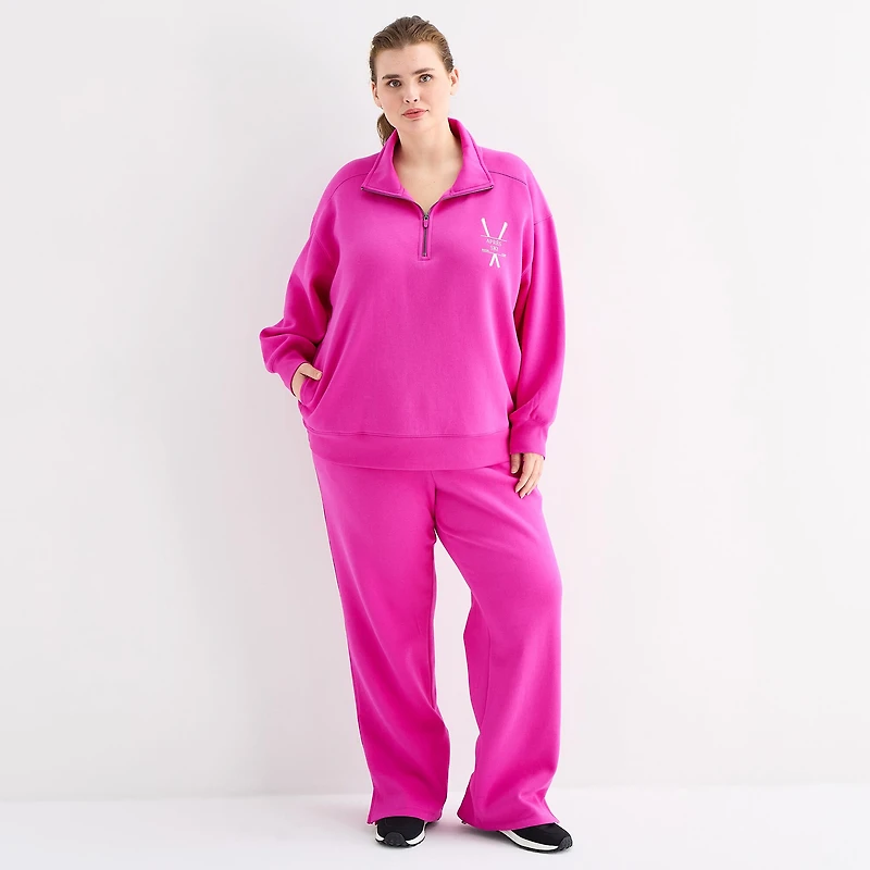 Xersion Womens Oversized Super Soft Fleece Half Zip Pullover Plus