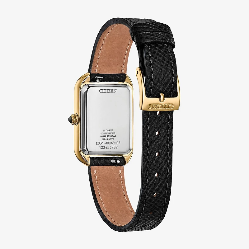 Citizen Womens Black Leather Strap Watch Em1192-01e