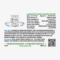 Bridal Addiction Womens 4 1/7 Ct. T.W. Lab Grown White Diamond 14K Gold Oval Solitaire Engagement Ring