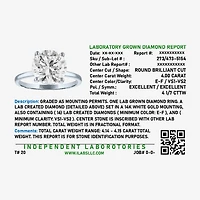 Bridal Addiction Womens 4 1/7 Ct. T.W. Lab Grown White Diamond 14K Gold Round Solitaire Engagement Ring
