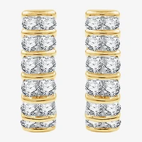 G/ Si1-Si2 Womens 2 CT. T.W. Lab Grown White Diamond 14K Gold Over Silver 20.5mm Round Hoop Earrings