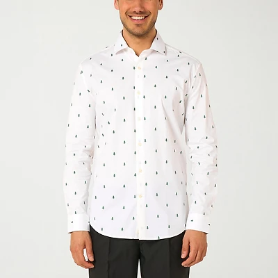 Suitmeister Christmas Trees Mens Regular Fit Long Sleeve Dress Shirt