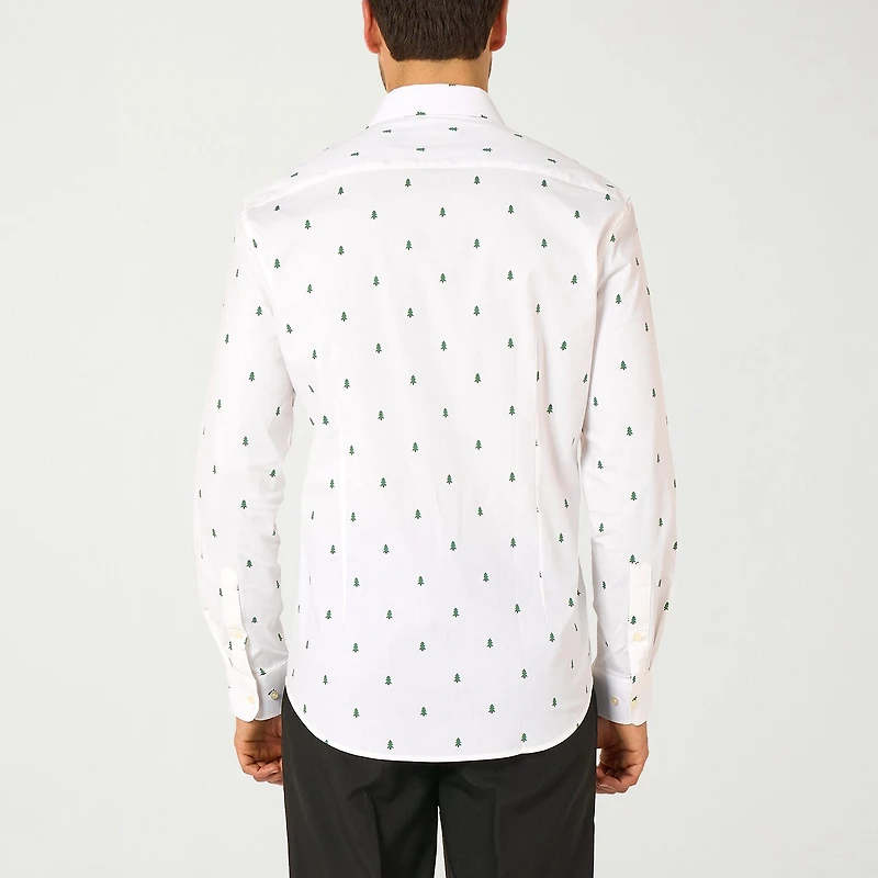 Suitmeister Christmas Trees Mens Regular Fit Long Sleeve Dress Shirt