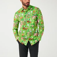 Opposuits Christmas Mens Regular Fit Spongebob Long Sleeve Dress Shirt