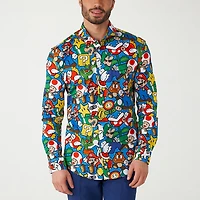Opposuits Mens Regular Fit Super Mario Long Sleeve Dress Shirt