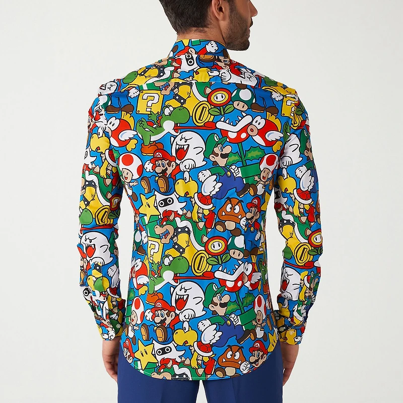 Opposuits Mens Regular Fit Super Mario Long Sleeve Dress Shirt