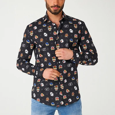 Opposuits Mens Regular Fit Super Mario Long Sleeve Dress Shirt