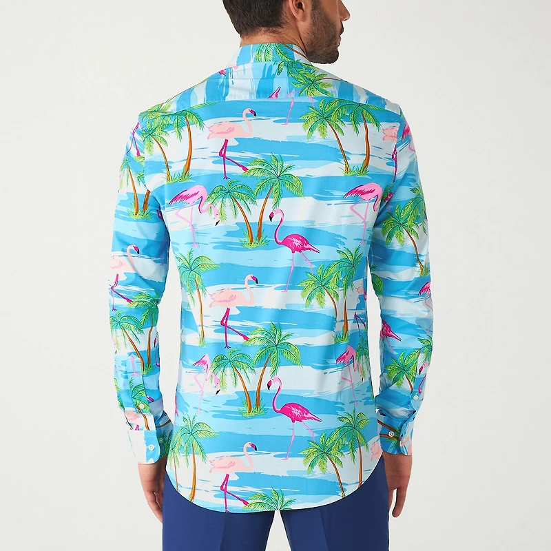 Opposuits Flamingo Mens Regular Fit Long Sleeve Dress Shirt