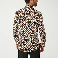 Opposuits Leopard Print Mens Regular Fit Long Sleeve Dress Shirt