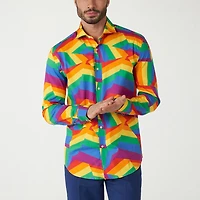 Opposuits Zig Zag Rainbow Mens Regular Fit Long Sleeve Dress Shirt
