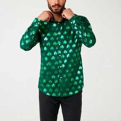 Opposuits Shiny Shamrock Mens Regular Fit Long Sleeve Dress Shirt