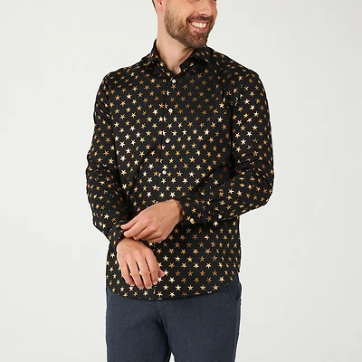 Opposuits Shiny Polka Dot Mens Regular Fit Long Sleeve Dress Shirt