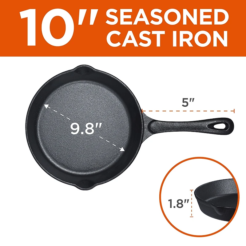 Commercial Chef Cast Iron 3-Piece Skillet