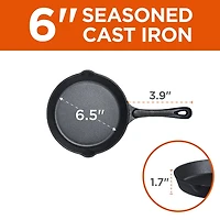 Commercial Chef Cast Iron 3-Piece Skillet