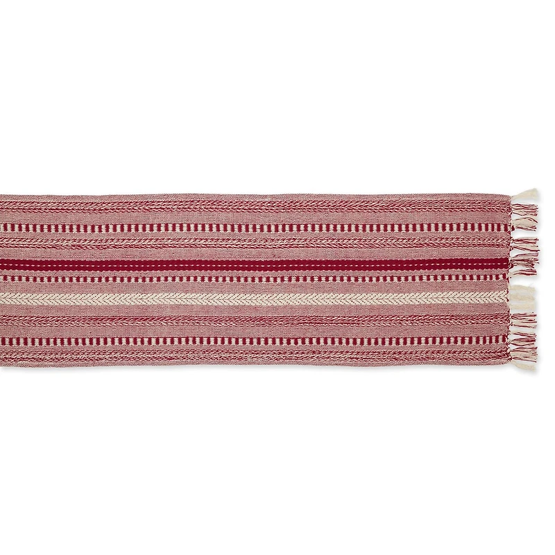 Design Imports Barn Red Braided Stripe Table Runner