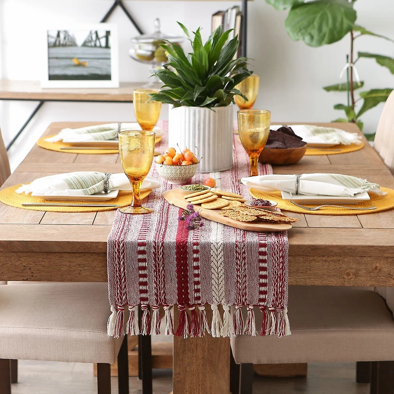 Design Imports Barn Red Braided Stripe Table Runner