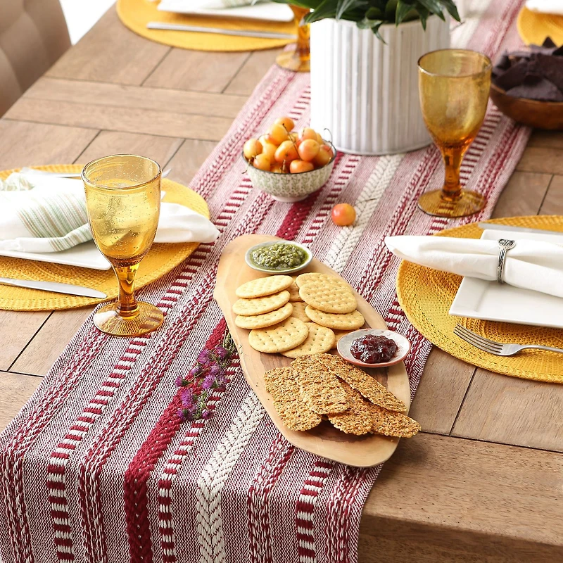 Design Imports Barn Red Braided Stripe Table Runner