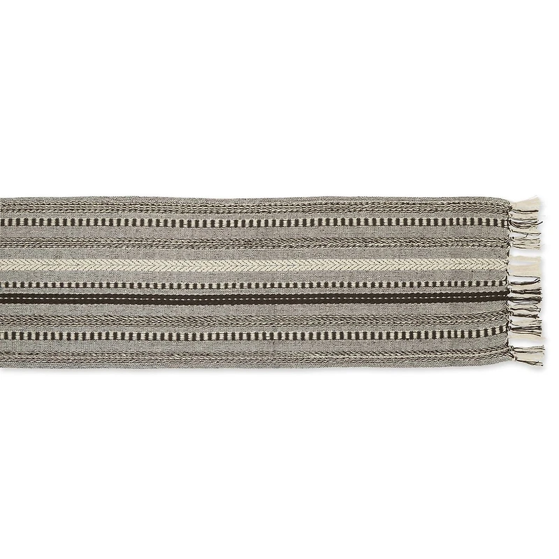 Design Imports Dark Brown Braided Stripe Table Runner