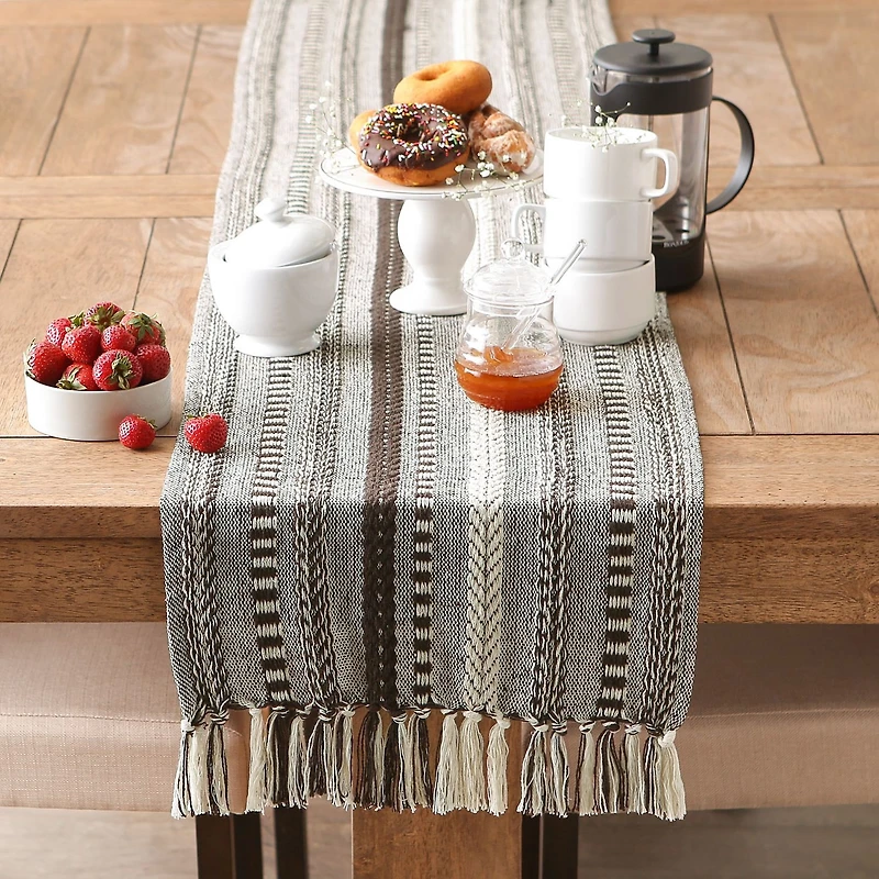 Design Imports Dark Brown Braided Stripe Table Runner