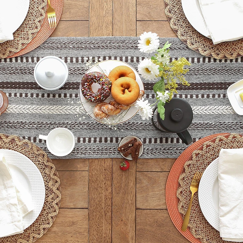 Design Imports Dark Brown Braided Stripe Table Runner
