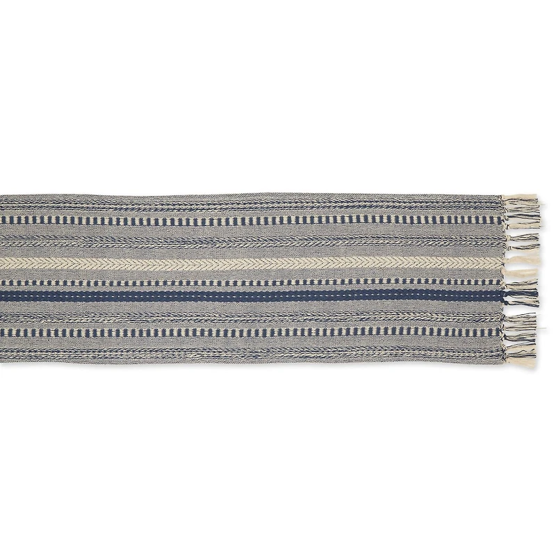 Design Imports French Blue Braided Stripe Table Runner