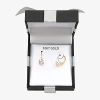 Womens Cubic Zirconia 10K Gold Round Drop Earrings