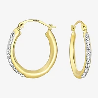Womens White Crystal 10K Gold 18mm Round Hoop Earrings