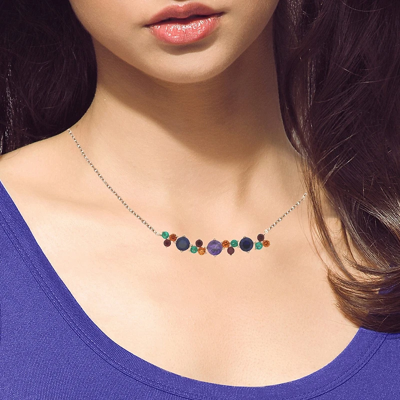 Limited Quantities! Womens Lab Created Multi Color 10K Gold 18 Inch Pendant Necklace