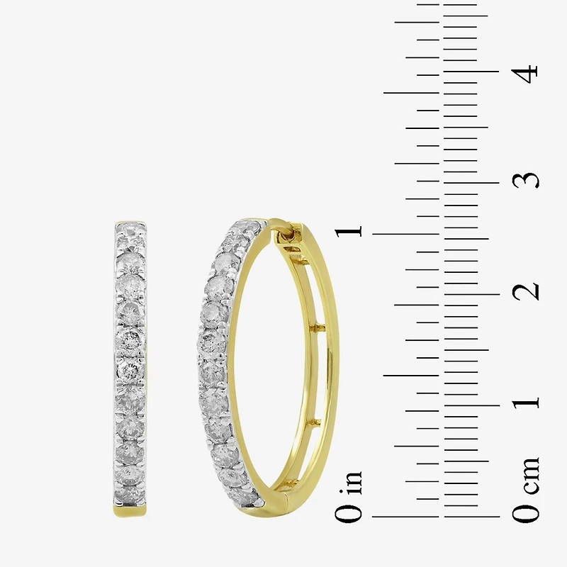 1 CT. T.W. Natural White Diamond 10K or 14K White, Yellow, or Rose Gold 22.5mm Hoop Earrings