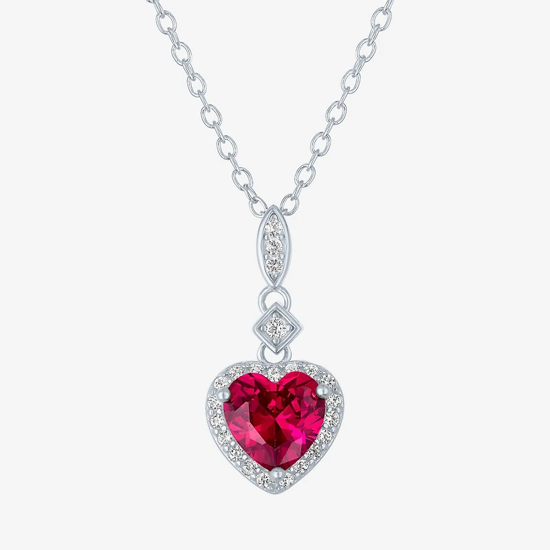 Yes, Please! Womens Lab Created Red Ruby Sterling Silver Heart 2-pc. Jewelry Set
