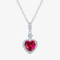 Yes, Please! Womens Lab Created Red Ruby Sterling Silver Heart 2-pc. Jewelry Set