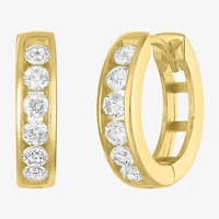 Yes, Please! Womens Lab Created White Sapphire 14K Gold Over Silver Round 2 Pair Earring Set