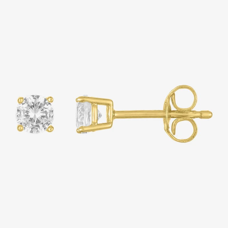 Yes, Please! Womens Lab Created White Sapphire 14K Gold Over Silver Round 2 Pair Earring Set