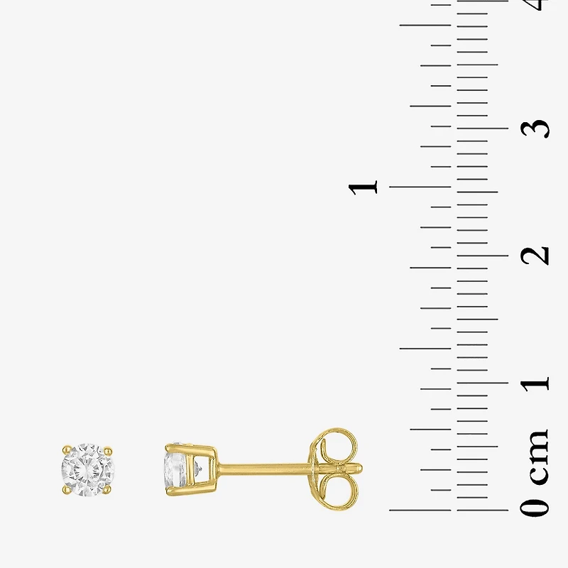Yes, Please! Womens Lab Created White Sapphire 14K Gold Over Silver Round 2 Pair Earring Set