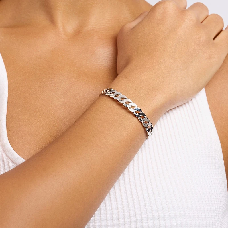 Silver Reflections Curb Chain Womens Pure Silver Over Brass Cuff Bracelet