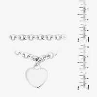 Silver Reflections Womens Pure Silver Over Brass Heart Charm Bracelet