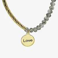 Gold Reflections Love Womens Gray Crystal 14K Gold Over Brass Round Beaded Bracelet
